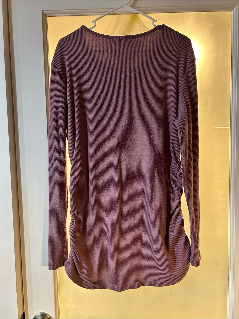 Ribbed Scoop-Neck Maternity Sweater — Lavender